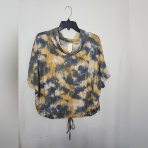 Pre-Loved Women’s West Moon Yellow and Blue Blouse Quarter Sleeve Size Large